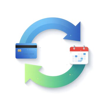 Subscription payment cycle vector icon credit card and calendar