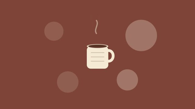 Warm coffee cup animation in a minimal scene for video.