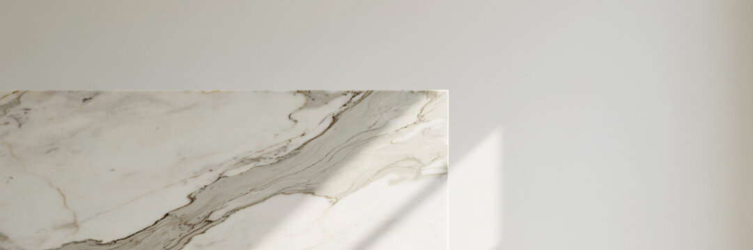 Modern marble countertop edge with natural light shadow countertop interior architecture minimalist sunlight material geometric renovation construction backdrop abstract sophisticated