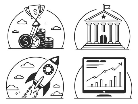 a startup ecosystem, financial rocket powered by funding, investor hand connecting capital to a growth chart, and business valuation 