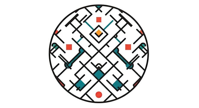 Abstract circular geometric mandala design pattern.