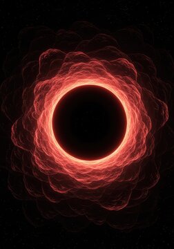 Abstract cosmic void showing extreme gravitational compression leading to a singularity point of infinite density and darkness, zero, force, extreme