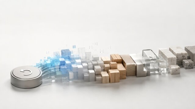 Undo Button Transforming Digital Geometry into Authentic Reality Business Concept