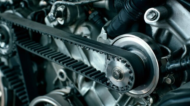 Car engine timing belt and pulley system