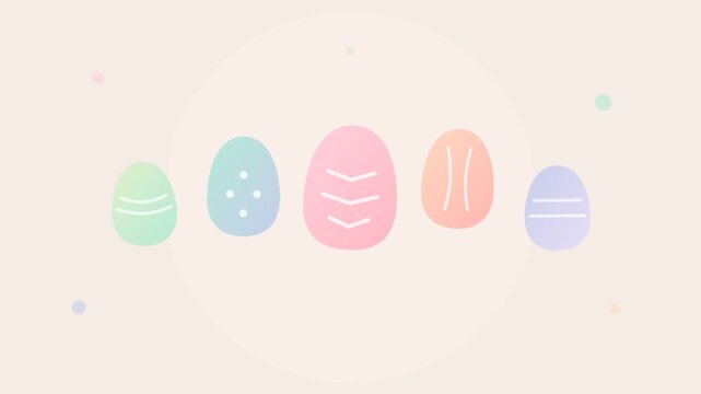 Soft pastel Easter eggs drift in a calm minimalist frame.