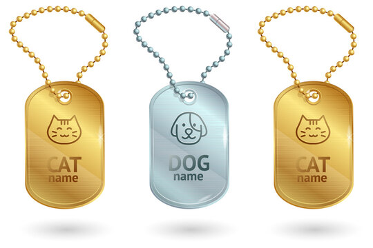 Customizable pet ID tags with cat and dog designs for pet owners transparent background