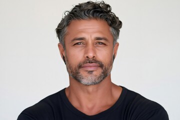Fototapeta premium Mature man with grey hair showing confidence portrait