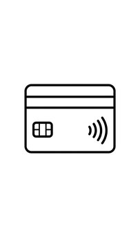 Contactless credit card payment icon linear style with contactless transaction technology wireless terminal commerce application business purchase shopping