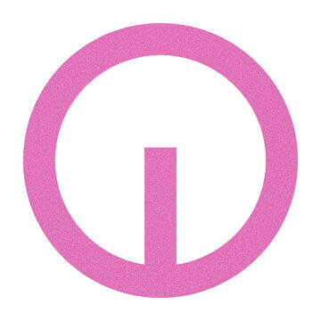 Pink power button icon with grain texture
