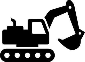 Black excavator icon for construction and building sites isolated on transparent background © MdAbulBasar