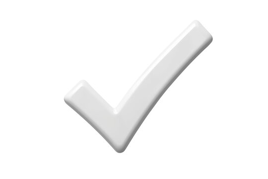 Large glossy white check mark