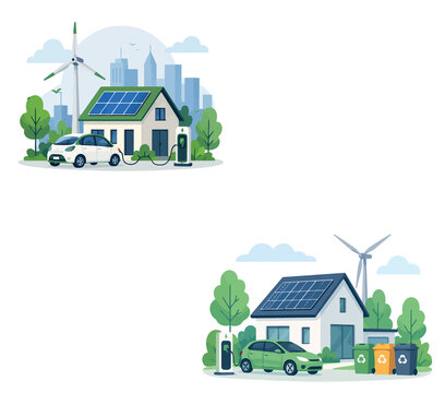Vsai sustainable living illustrating green energy solutions for home and transport