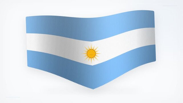 Argentina national flag waving smoothly on white background