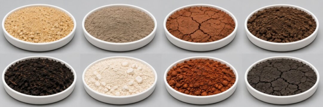 Eight Soil Types in a Scientific Reference Grid