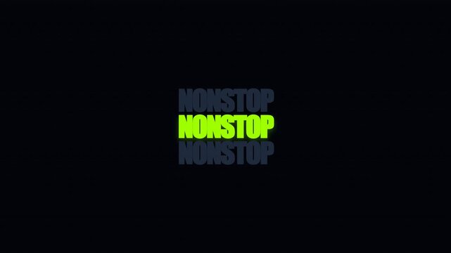 Nonstop kinetic yellow typography motion graphic on black background
