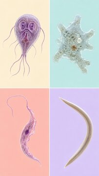 Human Parasites Including Giardia, Entamoeba, Trypanosome, and Pinworm