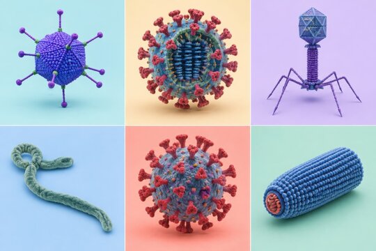 Virus Morphologies Including Adenovirus and Coronavirus