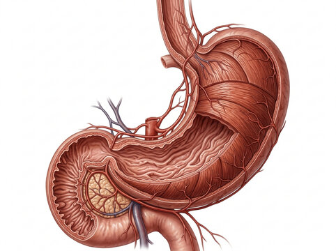 Human Stomach Anatomy Illustration - Digestive System Organ