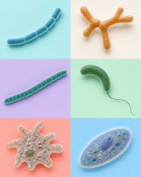 Bacteria, Cyanobacteria, Amoeba, and Ciliate Microorganisms