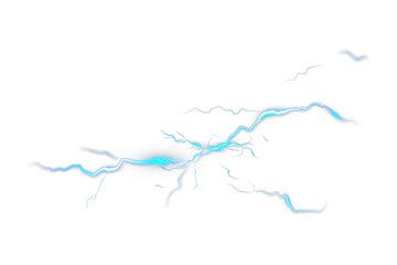 Fototapeta premium Abstract blue electrical lightning bolt discharge isolated on white background