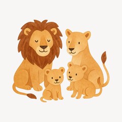 Obraz premium Cute lion family illustration