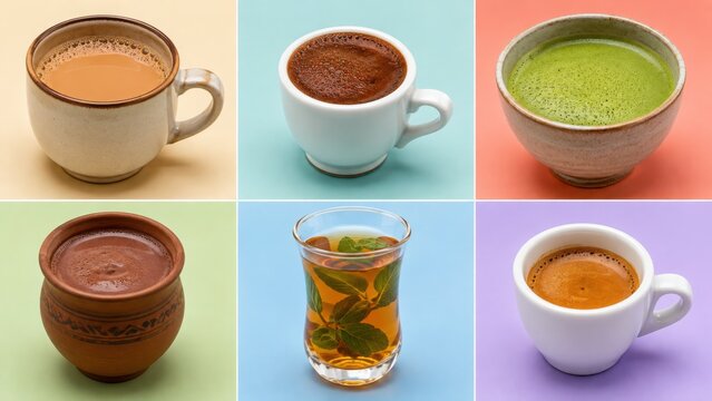Traditional Hot Drinks from India, Turkey, Japan, Mexico, Morocco, and Italy