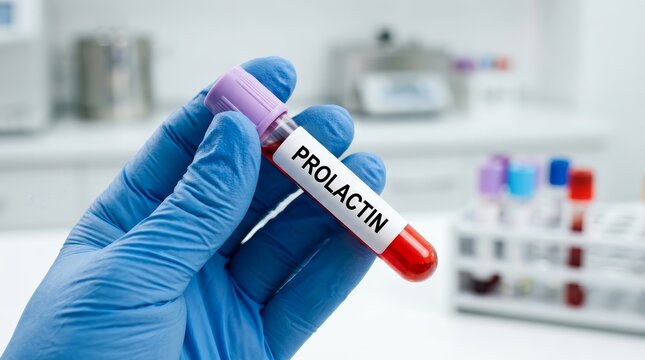 A medical professional performing a prolactin test during hormonal blood analysis.