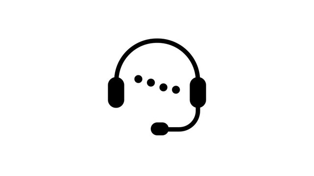 Headset microphone with dots animation isolated on white background