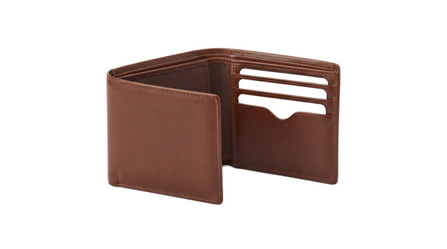 Empty brown leather bifold wallet with card slots accessory billfold menswear