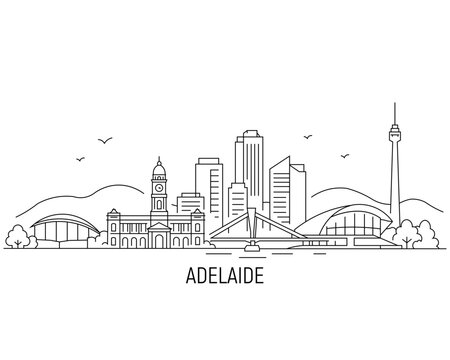 Simple line art of Adelaide skyline