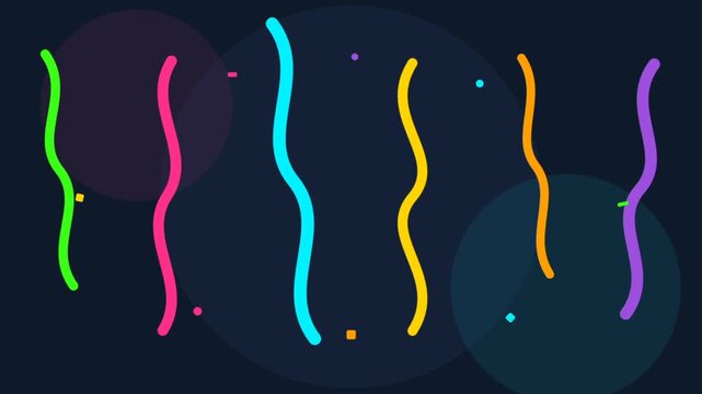 Colorful Neon Lines Dance in Night Sky.