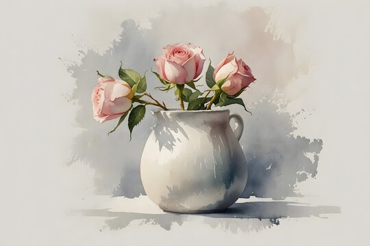 Rosebud in a minimalist white vase