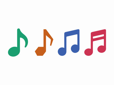 Colorful musical notes on a white background representing music, sound, and audio concepts for creative projects