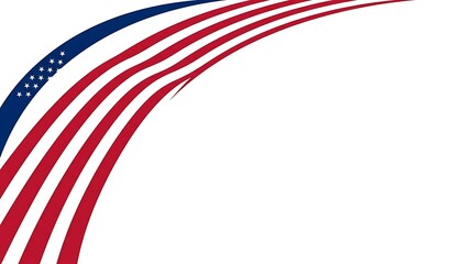 Obraz premium Minimal American flag abstract design. Patriotic USA flag wave graphic on white background.