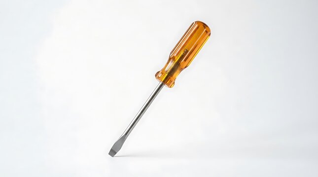 Flat-head screwdriver on white background