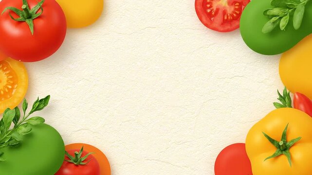 Food festival typography on textured background with fresh vegetables