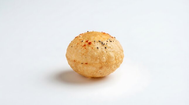 Golden pani puri on white background