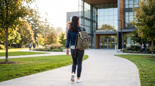 Diverse College Students Enjoying Campus Life, Studying, Walking, and Socializing at Modern University