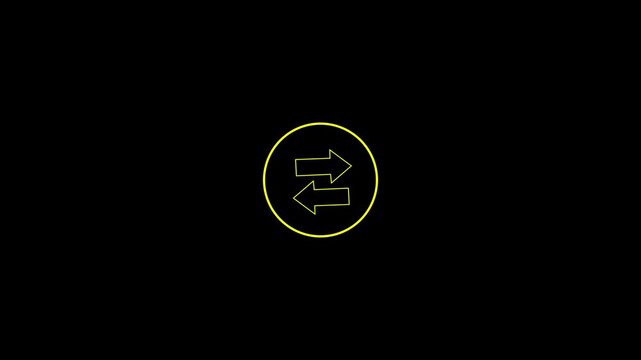 Arrows representing a cycle of exchange glow in a bright yellow circular border against a deep black background, symbolizing the process of continuous data transfer within a modern digital.
