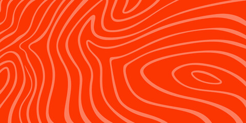 Abstract orange salmon meat texture background with hand drawn sketch lines, vector fresh raw fish fillet pattern, organic woodgrain line art backdrop for seafood menu, food packaging, and banner. © Hanofa Febriyanti