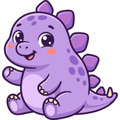 Fototapeta premium Adorable Purple Cartoon Dinosaur Illustration for Children Kids Friendly Prehistoric Animal Character