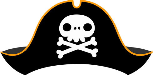 Black pirate hat with skull crossbones