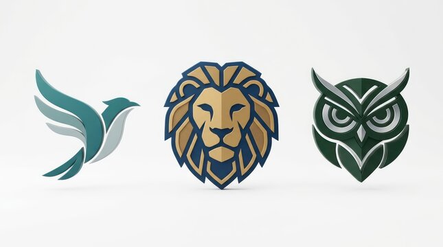 Three dimensional geometric animal logo templates