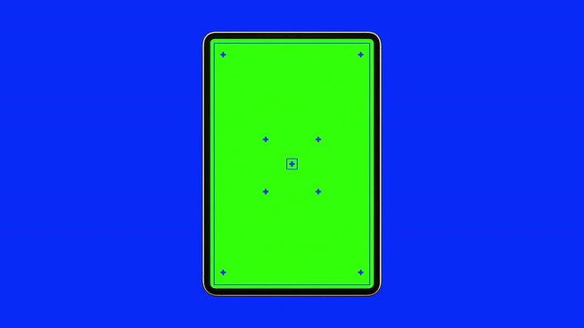 Realistic smart tablet ipad frame animates in from left of the frame, scales up and animates out from left of the frame . Smart tablet ipad mock up concept graphic template. 4k