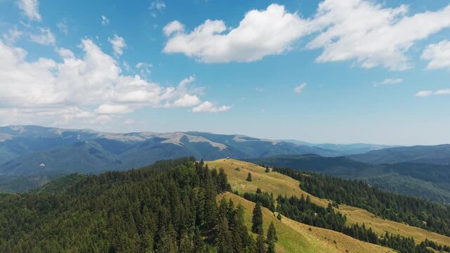 Panoramic Transbucegi Mountain Landscape Under Summer Clouds
