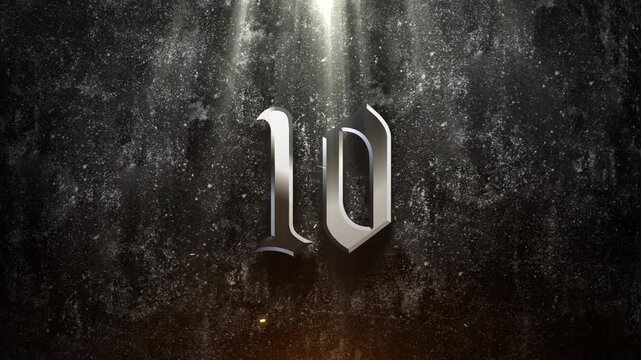 Countdown Dark with Top Light Rays Medieval Gothic Dramatic Wall Rock Metal Movie Grunge Action Cinematic Title Trailer Background
