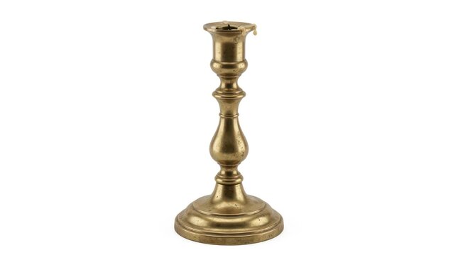 Vintage brass candlestick on a plain white background