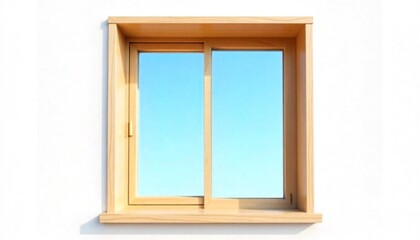 Fototapeta premium Wooden window with blue sky view