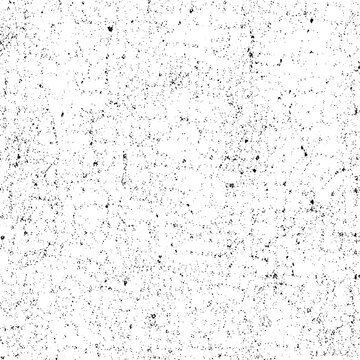 Black specks scatter across a stark white background