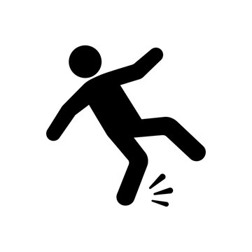 Man slipping and falling accident icon
